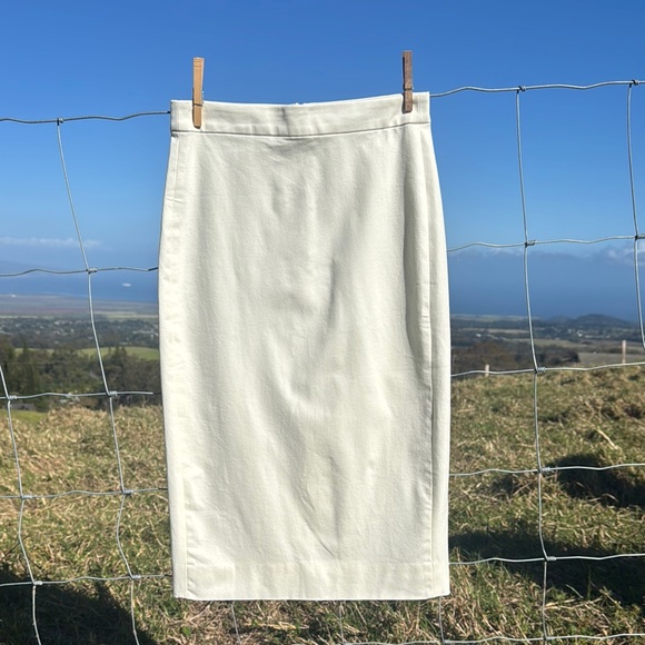 J. Crew Dresses & Skirts - J Crew no 3 Classic Minimalist Ivory long Pencil bio stretch Skirt Size 0